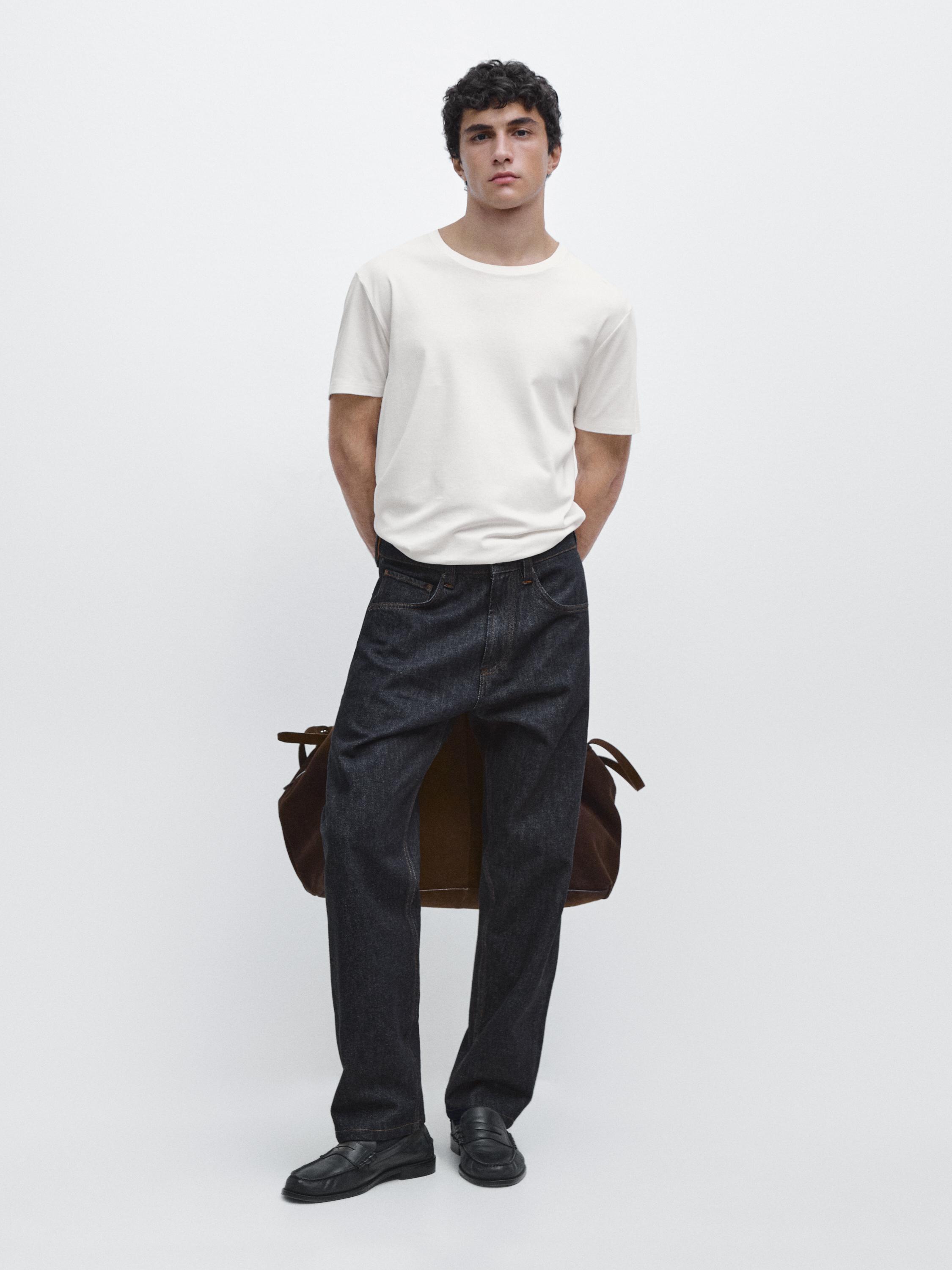 100% mercerised cotton T-shirt — Ecru