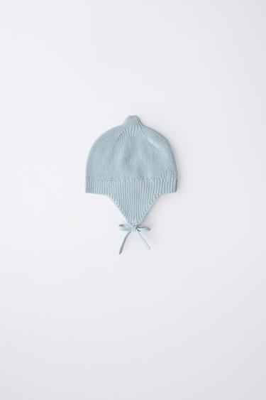 PURL KNIT BONNET - Sky blue by Zara