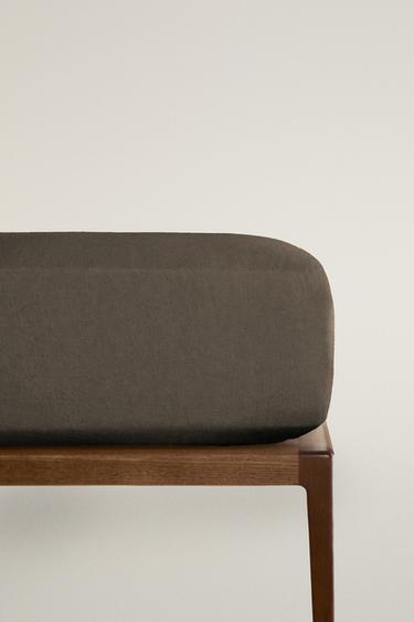 Zara FADED LINEN FITTED SHEET - Brown / Taupe