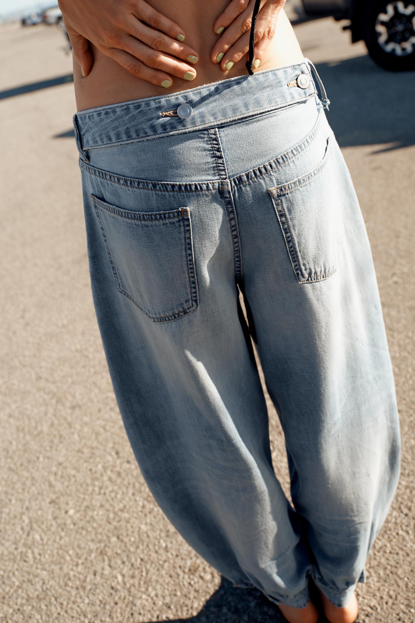 Женские джинсы Zara Mid-Rise Balloon Fit Trf, цвет: Светлый синий — фото 4