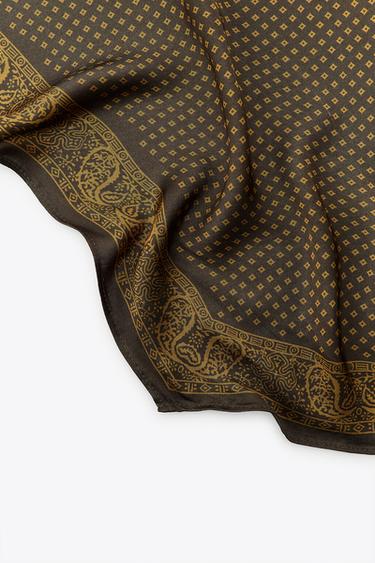 SATIN PRINTED BANDANA - Khaki by Zara - Image 2
