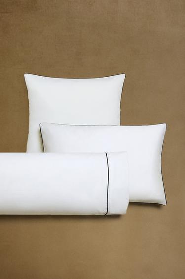 SATEEN PILLOWCASE WITH PIPING - Black by Zara - Image 5
