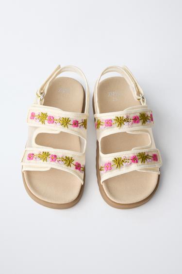 EMBROIDERED SANDALS - Ecru White by Zara - Image 3