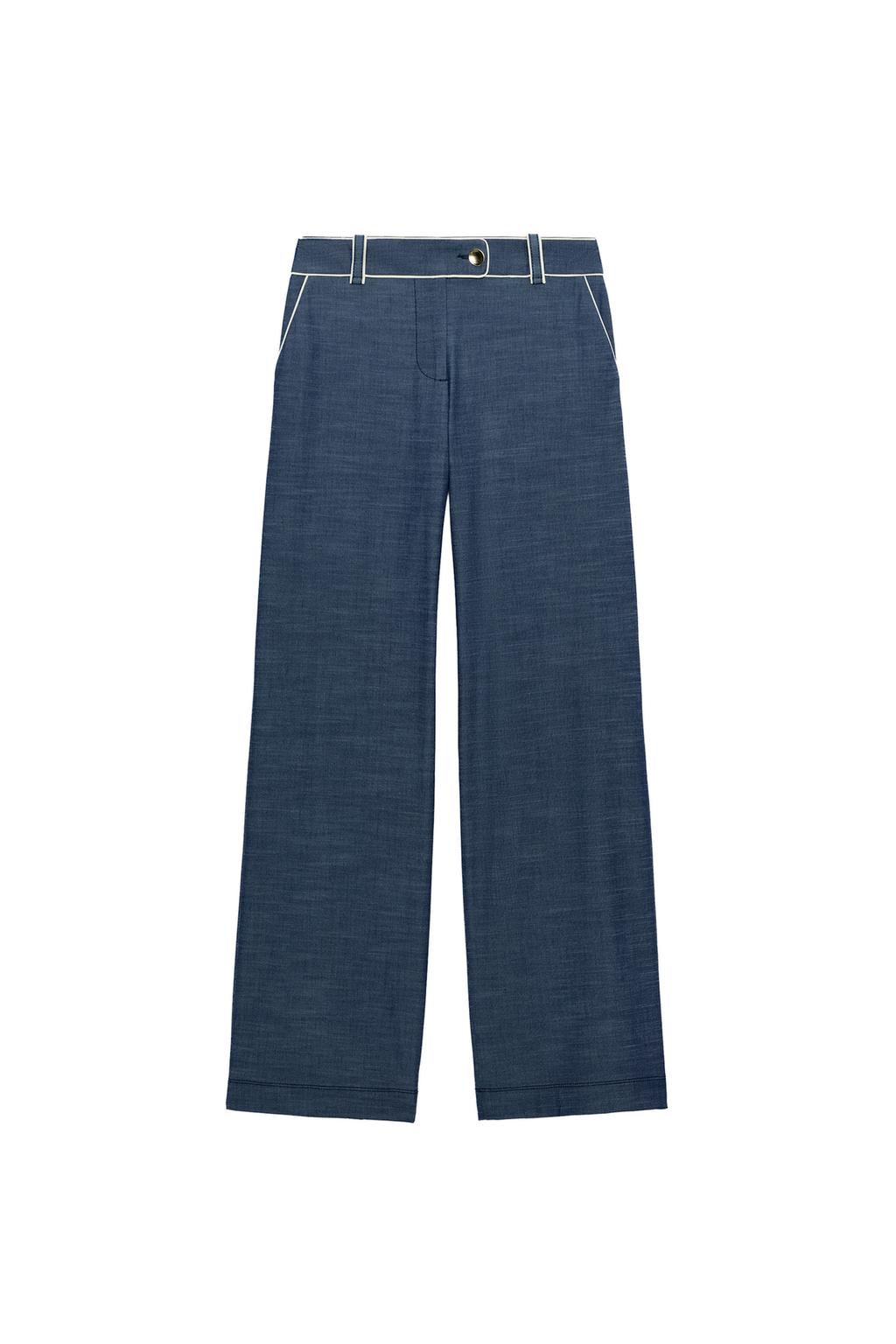 CONTRASTING PIPING WIDE LEG PANTS - image 3