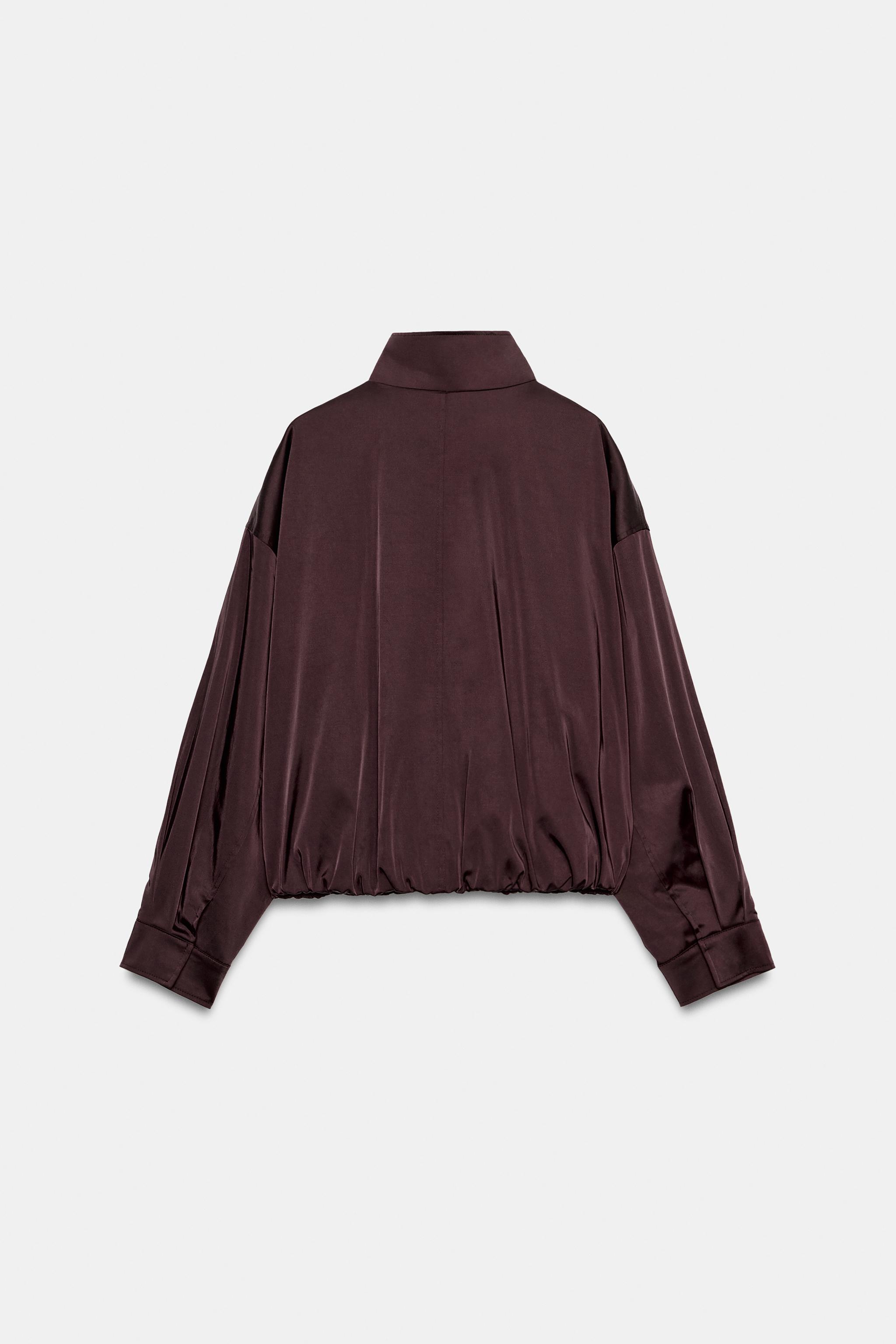 SATIN FINISH POCKET JACKET - Dark aubergine | ZARA South Africa