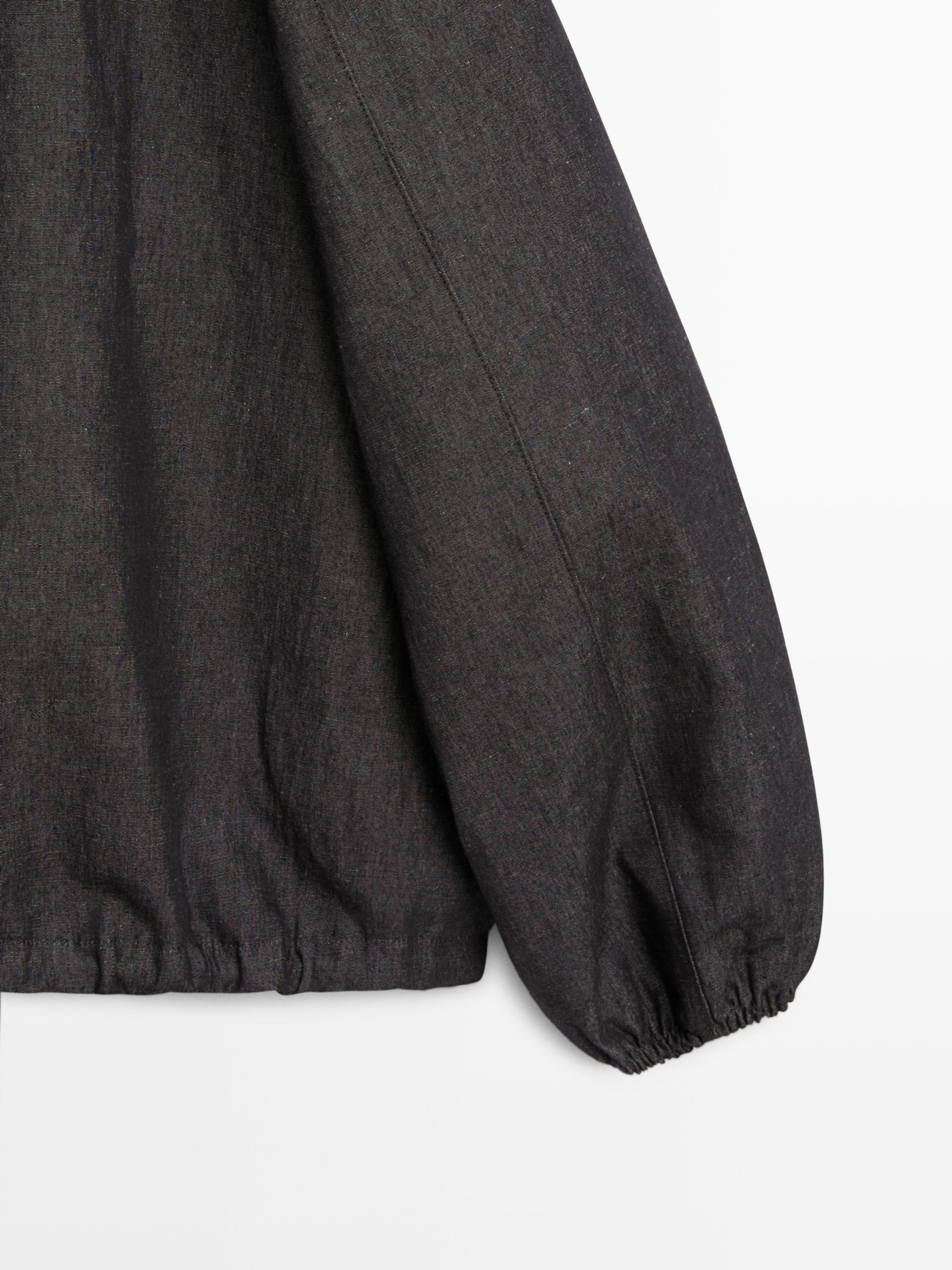 Linen blend bomber jacket