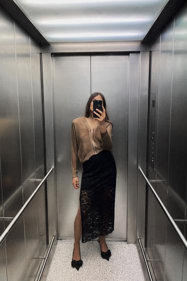 СЕТЧАТЫЙ ТРИКОТАЖНЫЙ БОМБЕР С МЕТАЛЛИЧЕСКИМ БЛЕСКОМ — ЗОЛОТОЙ от Zara — изображение 0