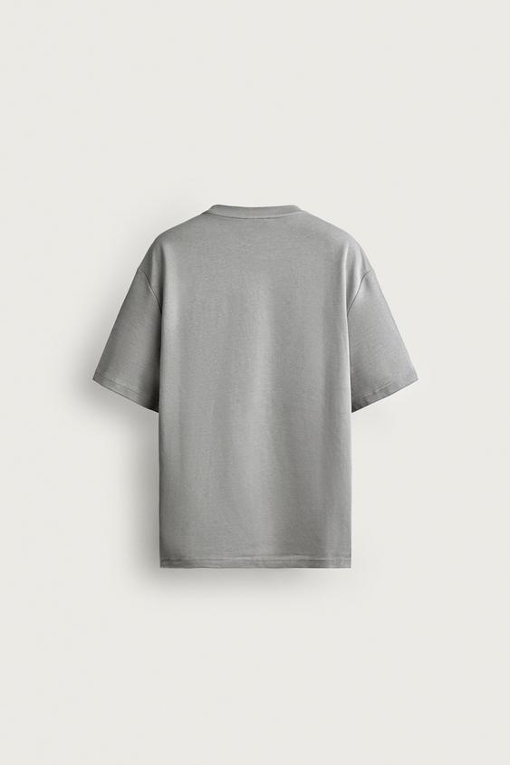 T-SHIRT RELAXED FIT INTERLOCK /04 - Gris moyen de Zara - Image 7