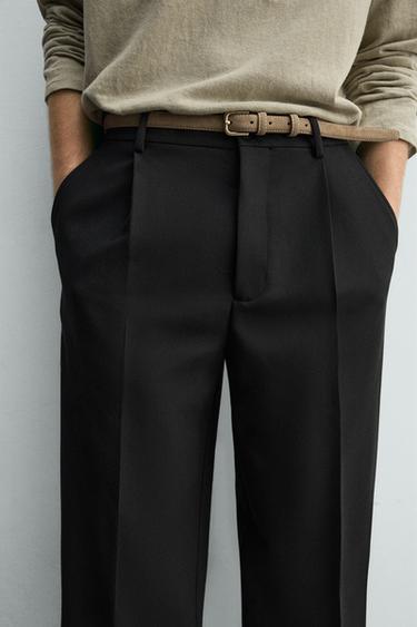 CROPPED WIDE-LEG PLEATED TROUSERS - Black by Zara - Image 4