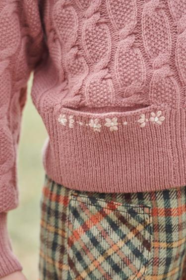 100% WOOL CABLE KNIT POLO SHIRT LIMITED EDITION - Pink by Zara - Image 3