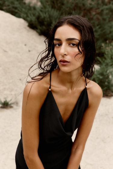 CAMISOLE DRESS WITH TRIMS - Black by Zara - Image 3