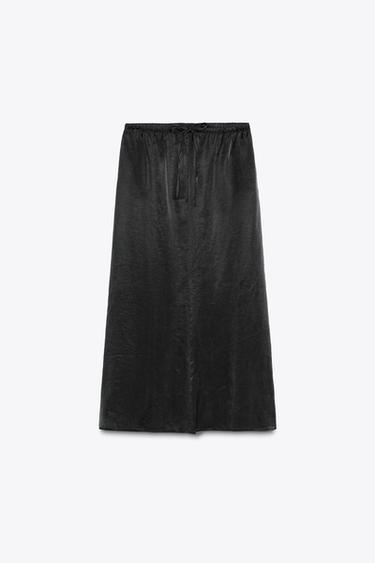 JUPE MIDI NŒUD - Noir de Zara - Image 4