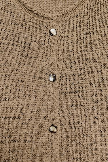 GILET EN GROSSE MAILLE - Marron foncé de Zara - Image 6