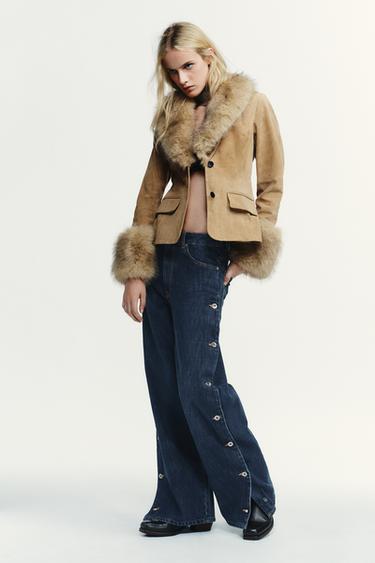 TRF BAGGY MID-WAIST BUTTON JEANS - Blue by Zara - Image 1