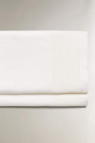SATEEN FLAT SHEET WITH CROCHET BORDER - Oyster-white by Zara