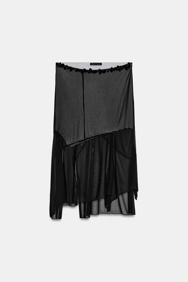 JUPE EN TULLE ASYMÉTRIQUE À PAILLETTES - Noir de Zara - Image 6