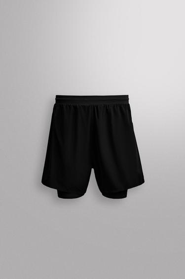 2-IN-1 PERFORATED SHORTS - Black by Zara