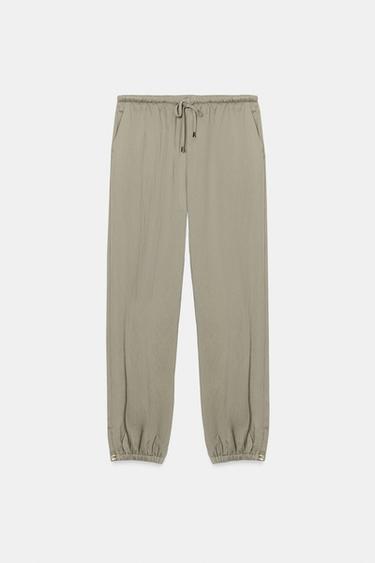SAROUEL TROUSERS WITH ELASTIC WAIST - Taupe grey by Zara