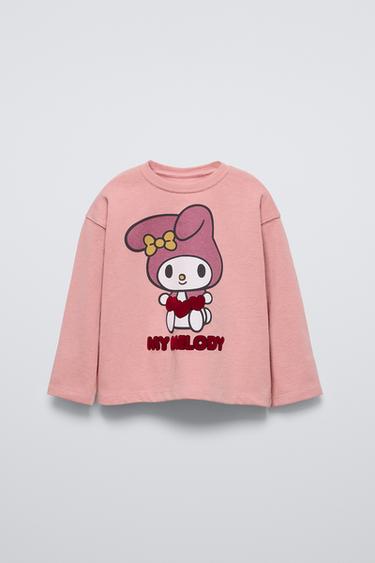 Zara MY MELODY AND CINNAMOROLL © SANRIO FLOCKED T-SHIRT - Light pink