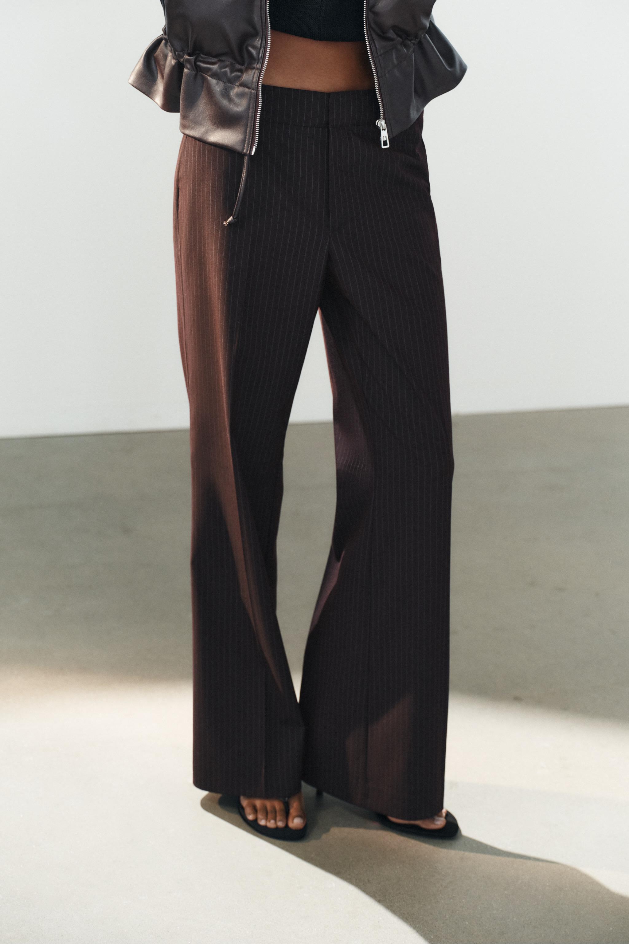 LOW-RISE STRAIGHT LEG PANTS — Dark maroon