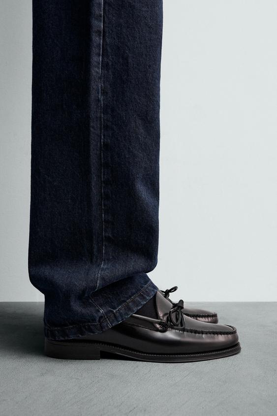 LEATHER BOW LOAFERS