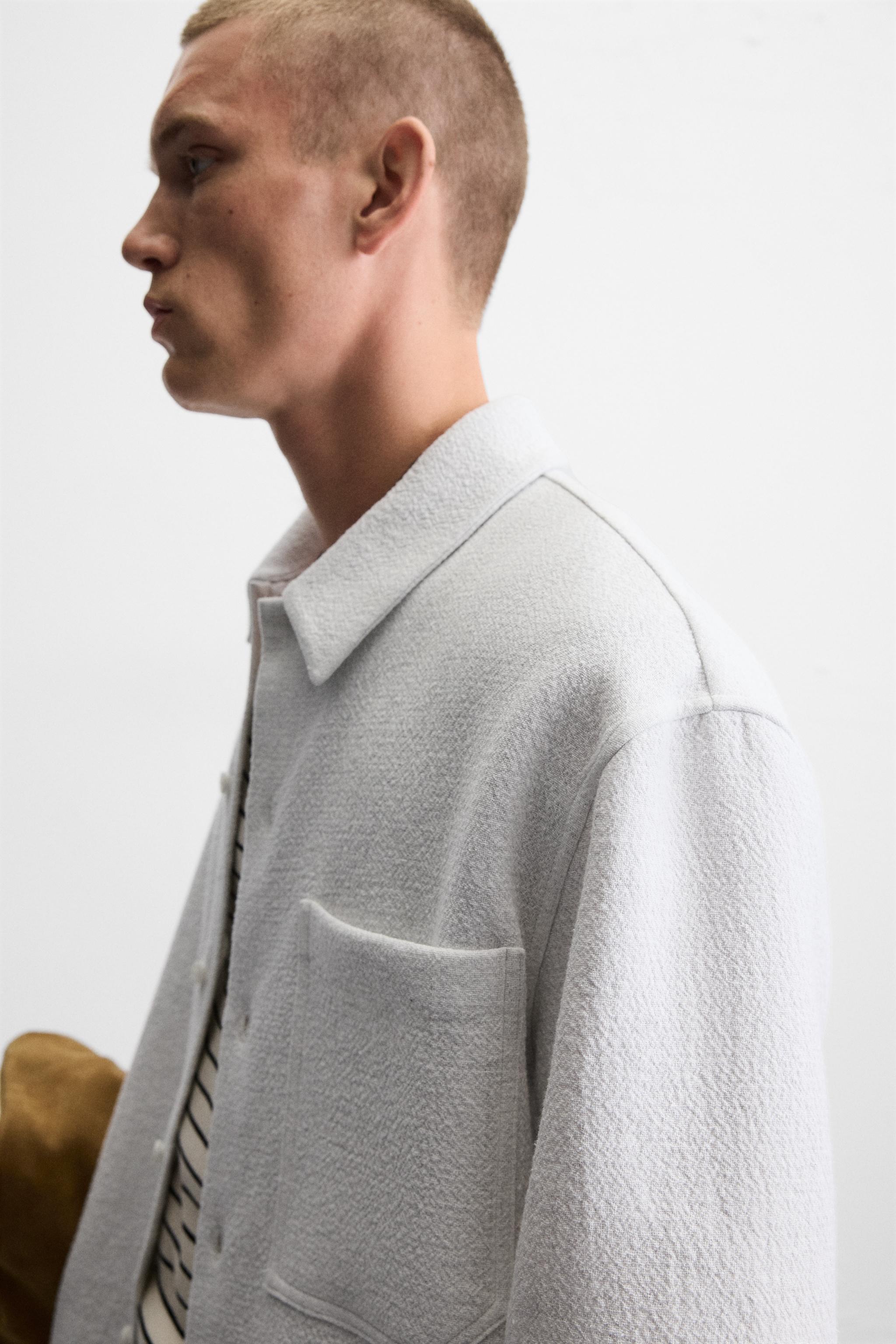 ジャカード幾何学模様シャツ - アイス グレー | ZARA Japan / 日本