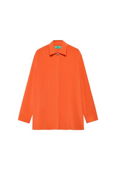 MARISA BERENSON X ZARA 100% SILK SHIRT - Red / Orange by Zara