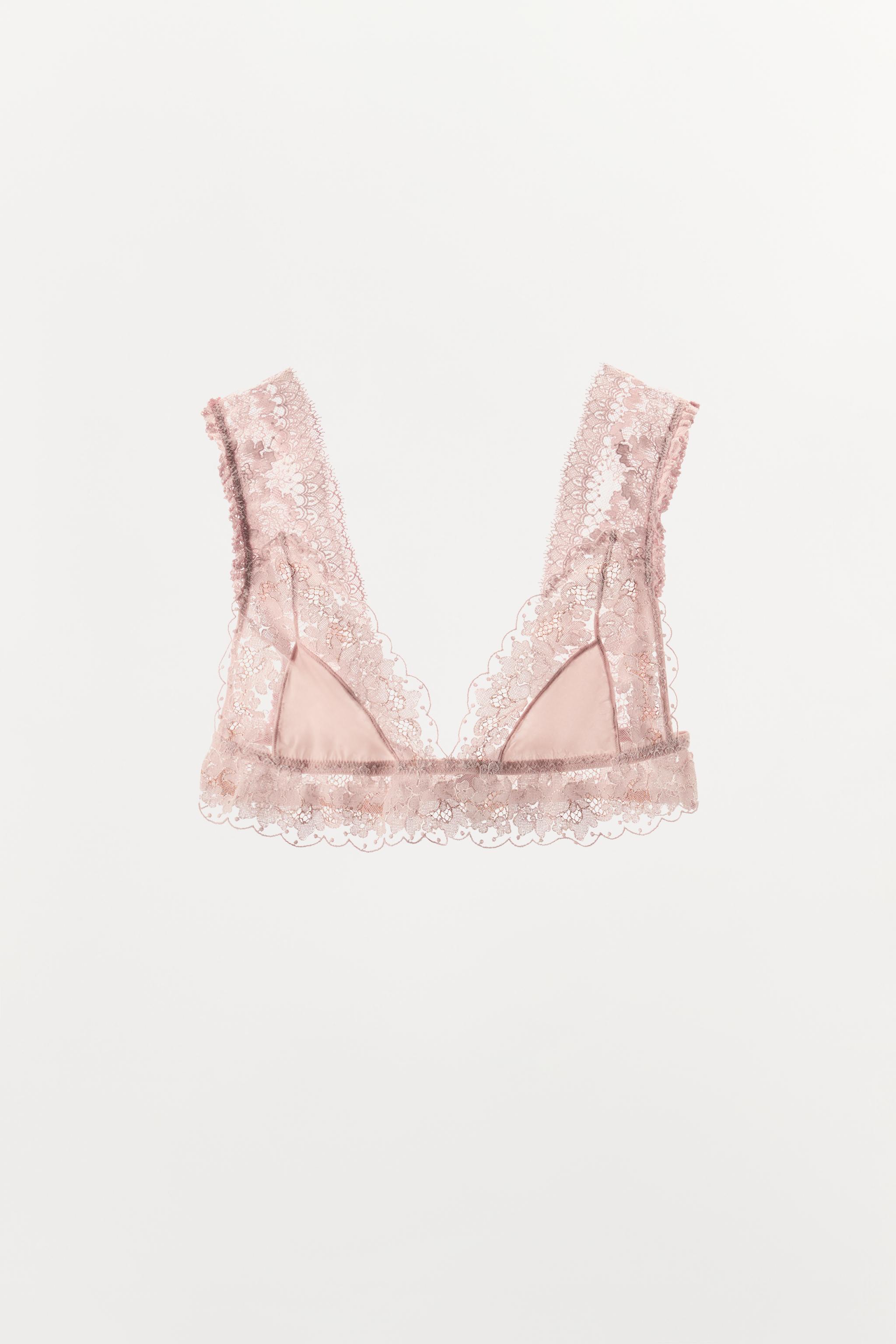 さら❤︎ TRIANGLE LACE COMBINATION BRA - Pastel pink | ZARA United States