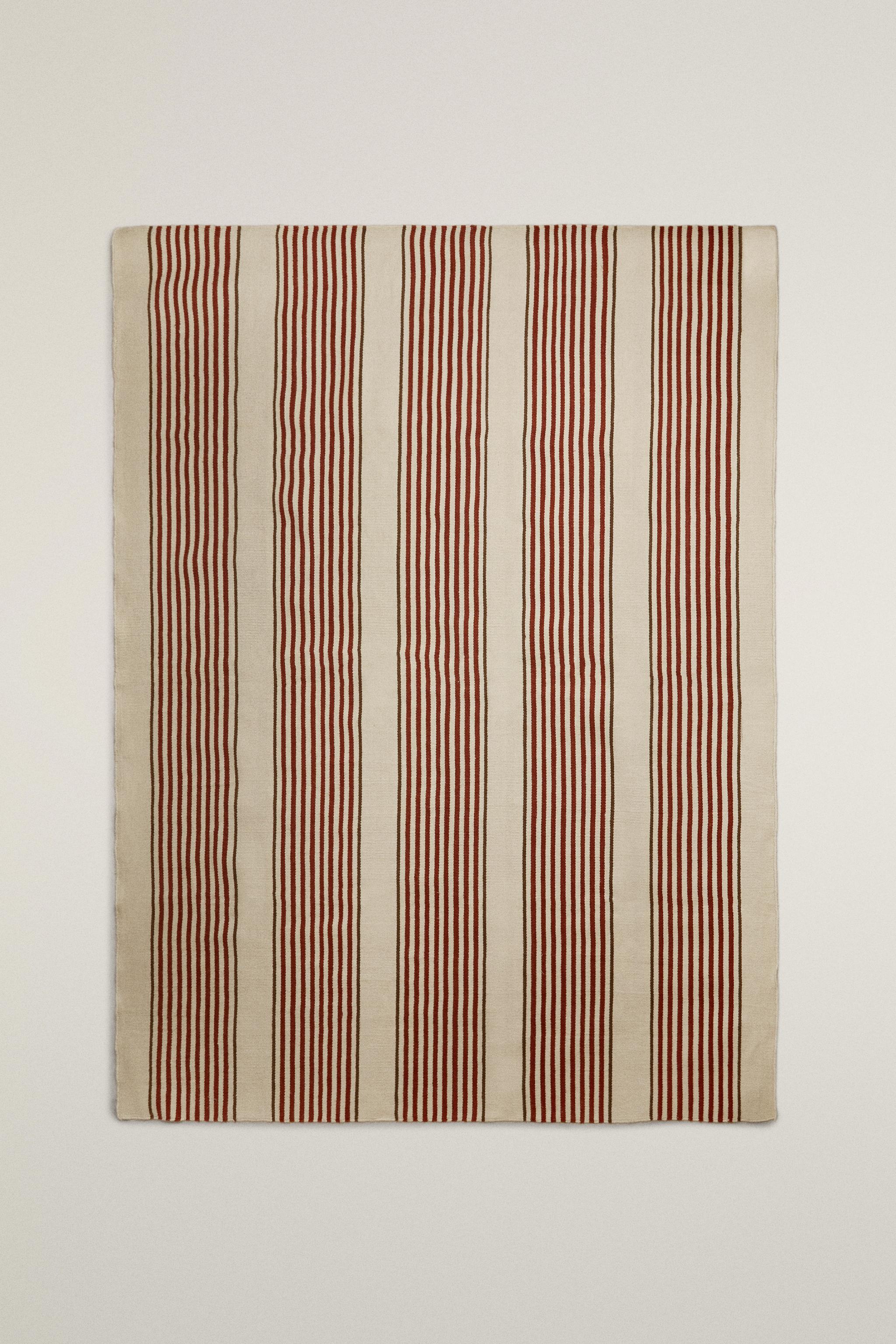 STRIPED IUTE AND COTTON AREA RUG