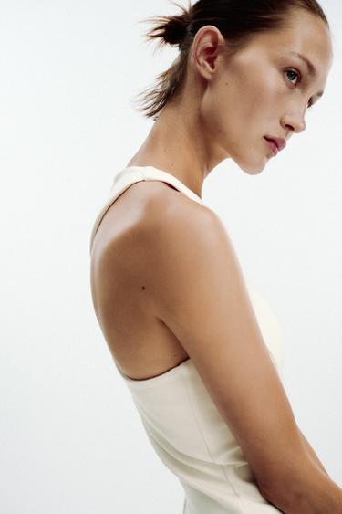 INTERLOCK HALTERNECK DRESS - Ecru de Zara - Image 3