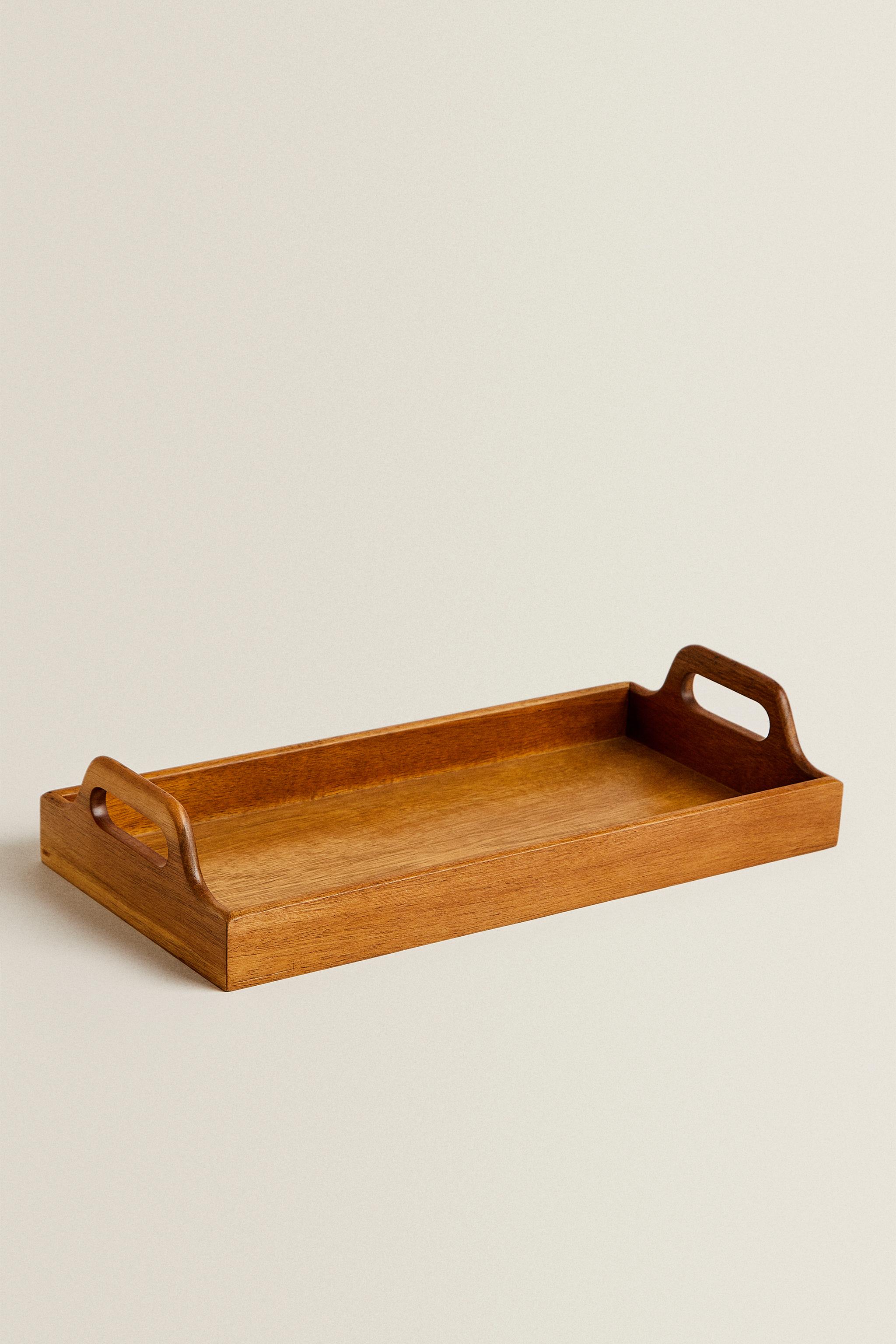 Large wooden tray on sale with handles