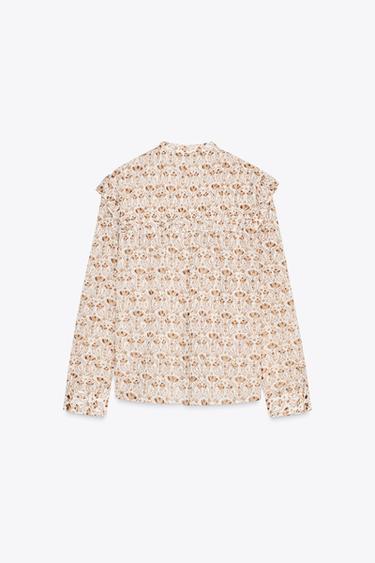 PRINTED PLUMETIS BLOUSE - Tans by Zara - Image 2