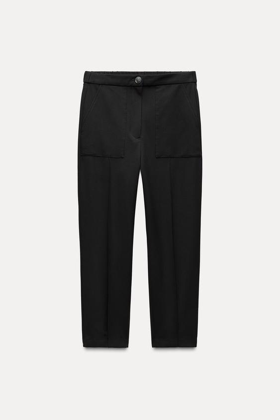 CARROT FIT PLEATED ANKLE-GRAZER TROUSERS - Black by Zara