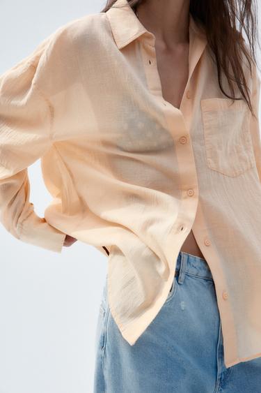 CAMISA OVERSIZE GASA - Mandarina de Zara