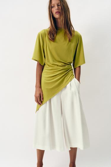 ASYMMETRIC DRAPED TOP - Lime by Zara