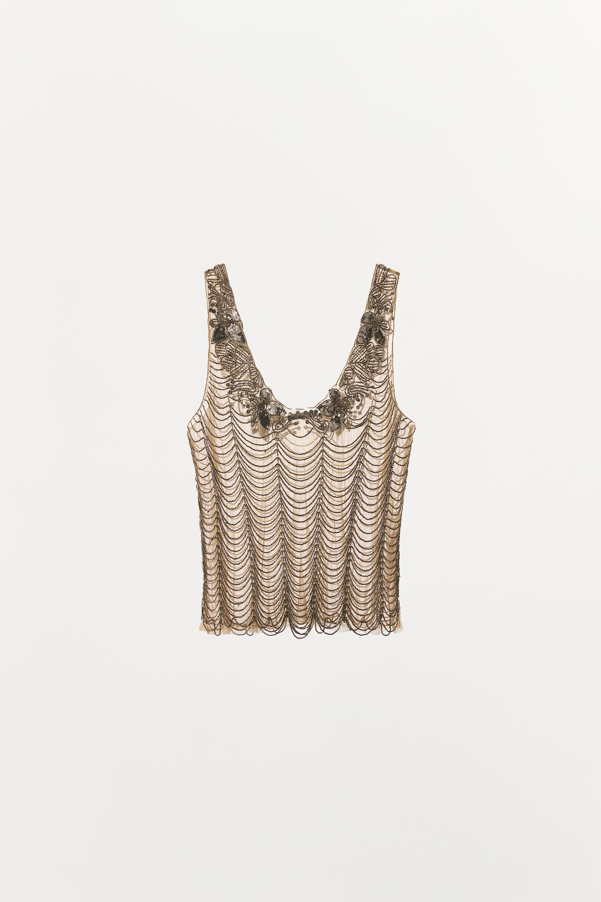 Женские рубашки Zara ZW COLLECTION BEADED TOP — фото 9
