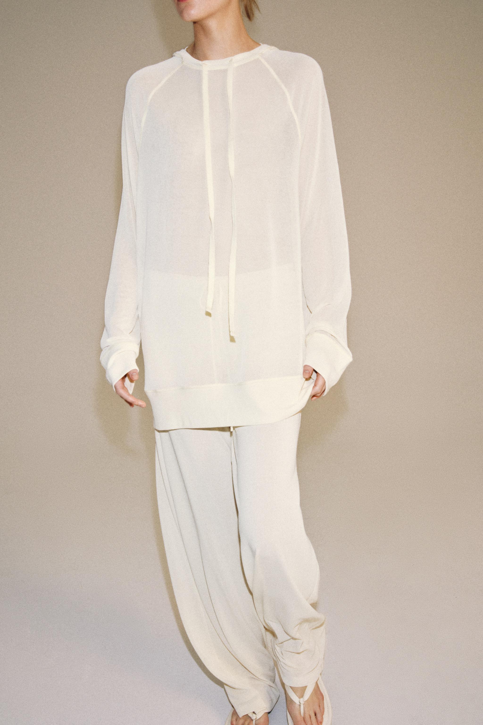 Женские брюки Zara SEMI-SHEER FLOWY PANTS — фото 5