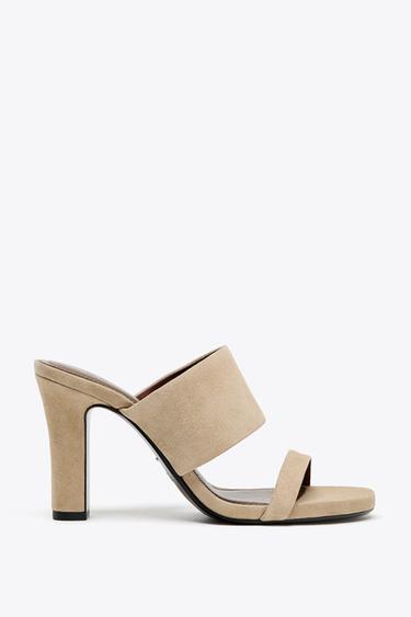 SUEDE HIGH-HEEL MULES - Beige by Zara