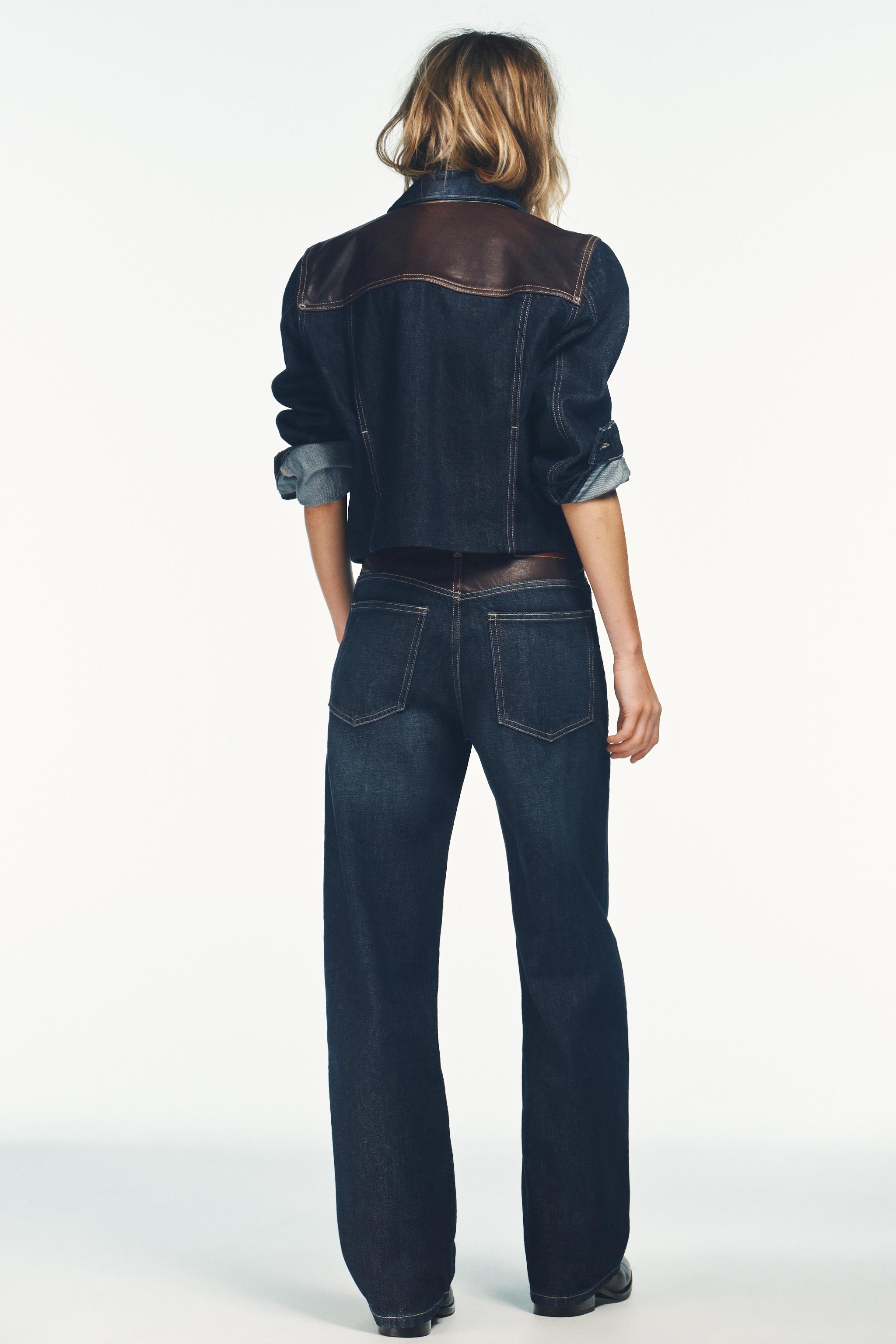 BLOUSON EFFET DENIM CUIR