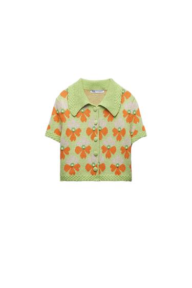 FLORAL JACQUARD KNIT POLO