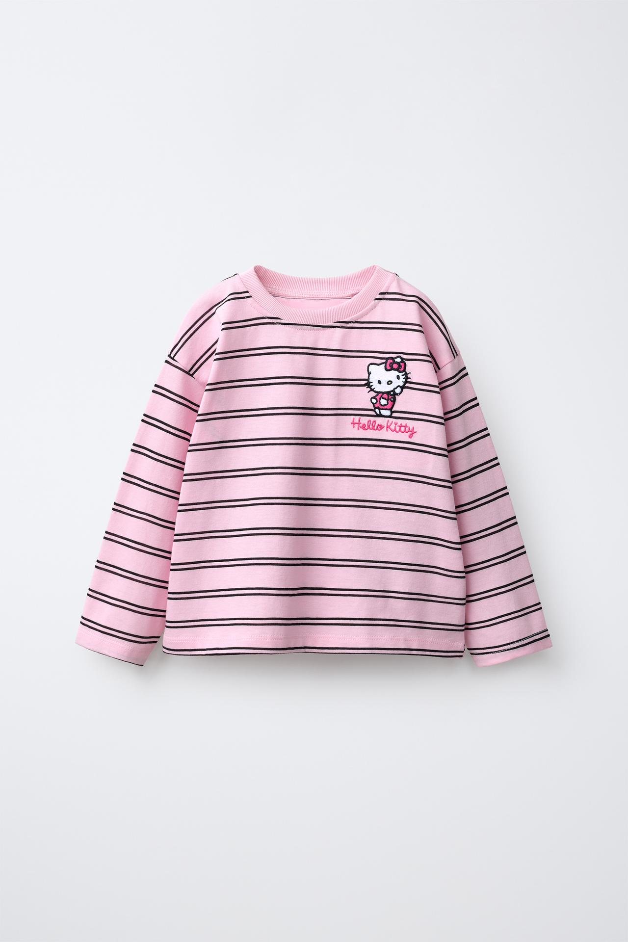 HELLO KITTY © SANRIO EMBROIDERED STRIPED T-SHIRT — striped