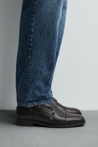 Zara DOUBLE BUCKLE LEATHER SHOES - Black - Image 0