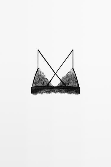 Zara Lace bralette with scalloped hem - Black