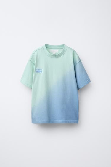 T-SHIRT TIE DYE INSCRIPTION BRODÉE - Bleu de Zara - Image 0