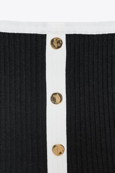 RIBBED KNIT TOP - Black / White by Zara - Image 5