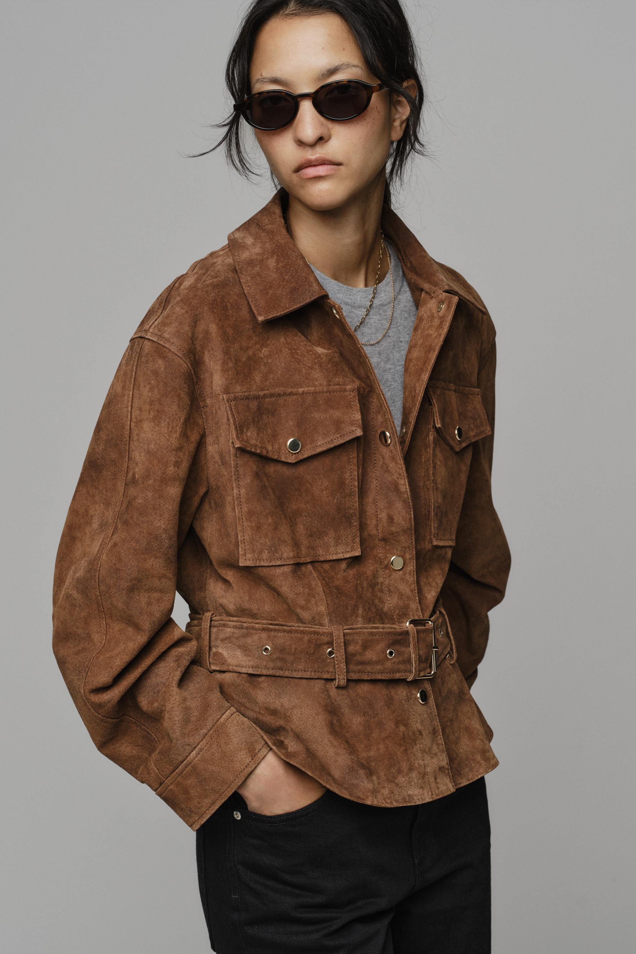 100% LEATHER BELTED JACKET