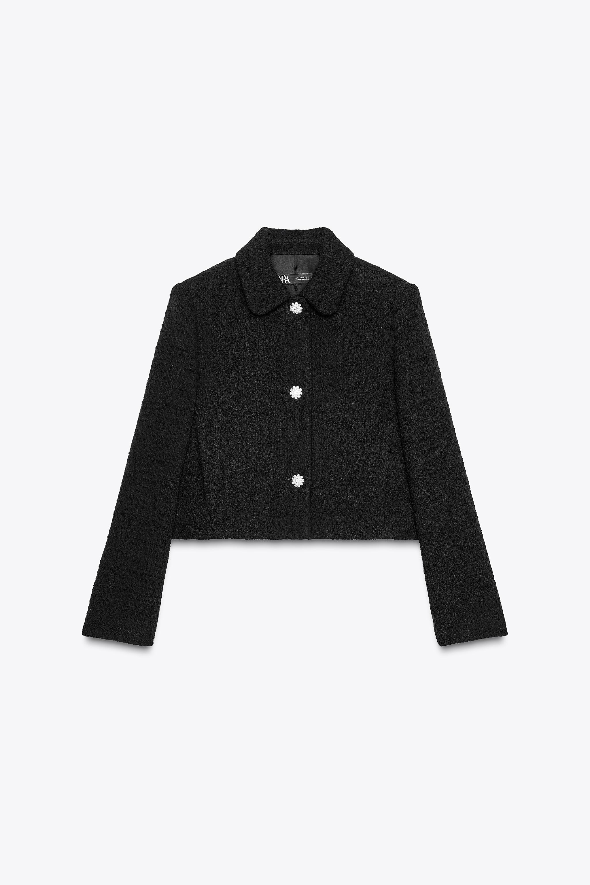 Zara - Bow Button Textured Jacket - Woman - Ecru