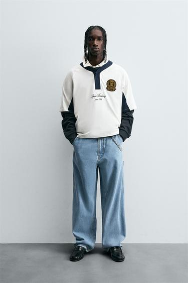 COLOUR BLOCK PATCH T-SHIRT - Oyster-white by Zara - Image 0