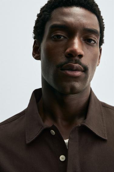 CHEMISE POLO LYOCELL - COTON - Marron de Zara - Image 4