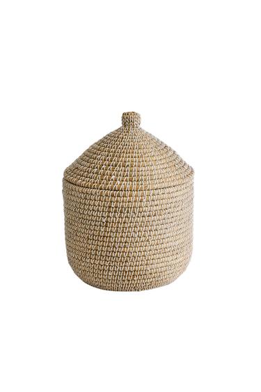 ROUND BASKET WITH LID - Light beige by Zara